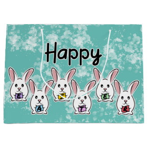 Egg Shaped Easter Rabbits Large Gift Bag