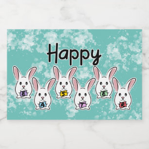 Egg Shaped Easter Rabbits Liquor Bottle Label
