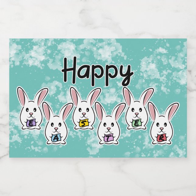 Egg Shaped Easter Rabbits Liquor Bottle Label (Single Label)