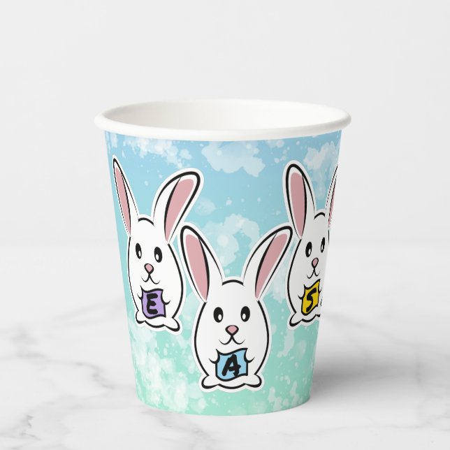 Egg Shaped Easter Rabbits Paper Cups (Front)