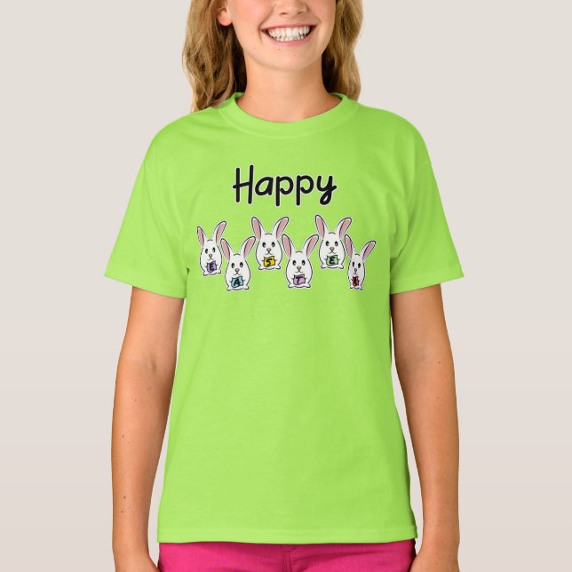 Egg Shaped Easter Rabbits T-Shirt (Front)