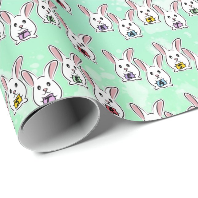 Egg Shaped Easter Rabbits Wrapping Paper (Roll Corner)