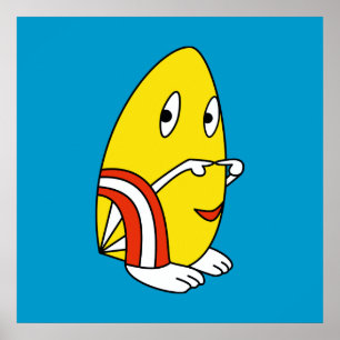 Egg-shaped kawaii cute cartoon character posters