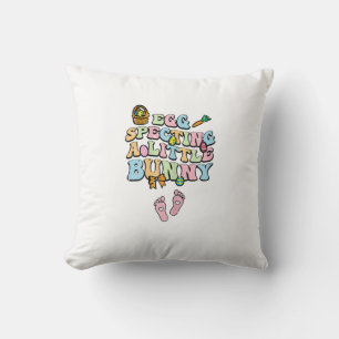 Egg Specting A Little Bunny Easter Pregnancy Annou Throw Pillow