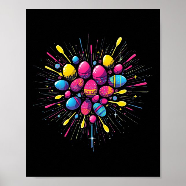 Egg Spoon Explosion Easter Heart Motion Art Family Poster (Front)