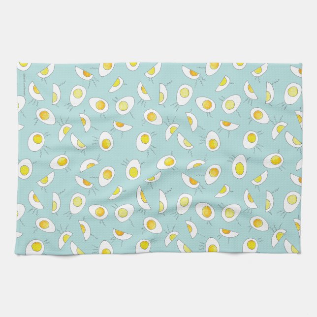 Egg-Static! -Robin's Egg Blue Kitchen Towel (Horizontal)