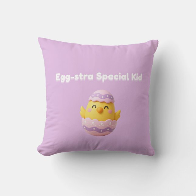 Egg-stra Special Kid Throw Pillow (Front)