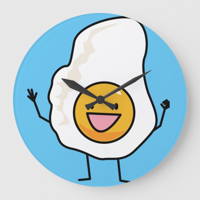 Egg Sunny-Side Up Happy Eggs Breakfast Large Clock (Front)