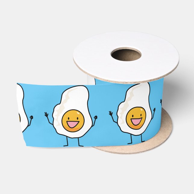 Egg Sunny-Side Up Happy Eggs Breakfast Satin Ribbon (Spool)