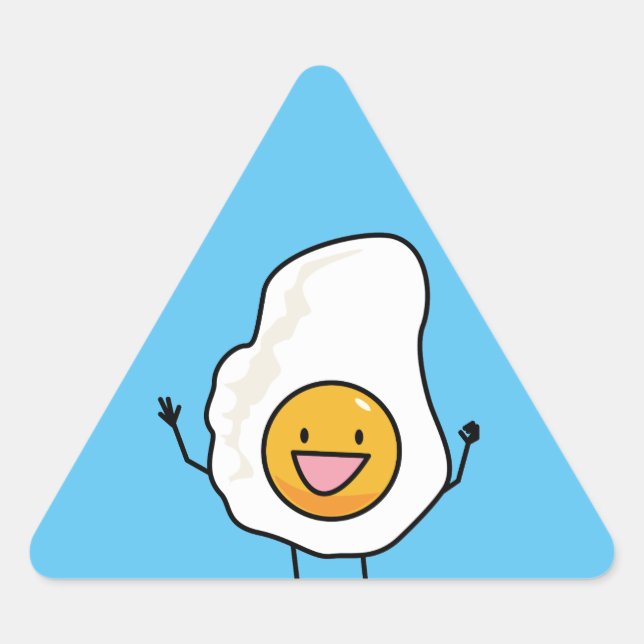 Egg Sunny-Side Up Happy Eggs Breakfast Triangle Sticker (Front)