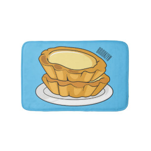 Egg tart cartoon illustration bath mat