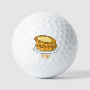 Egg tart cartoon illustration golf balls