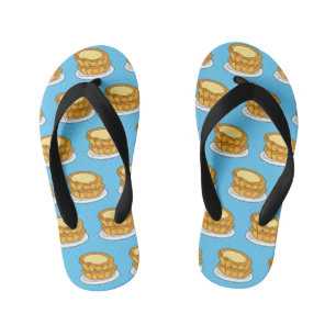 Egg tart cartoon illustration  kid's flip flops