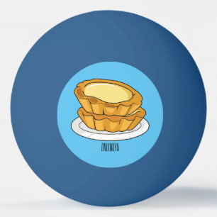 Egg tart cartoon illustration ping pong ball