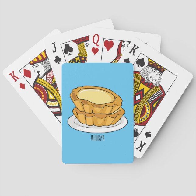 Egg tart cartoon illustration playing cards (Back)
