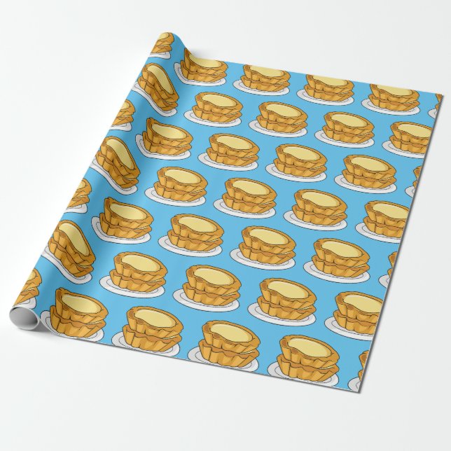 Egg tart cartoon illustration  wrapping paper (Unrolled)