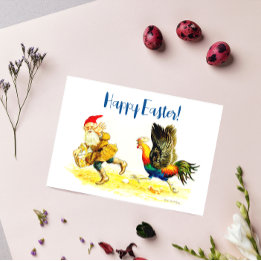 Egg Theif Vintage Funny Jenny Nyström Easter Holiday Card