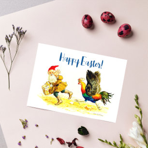 Egg Theif Vintage Funny Jenny Nyström Easter Holiday Card