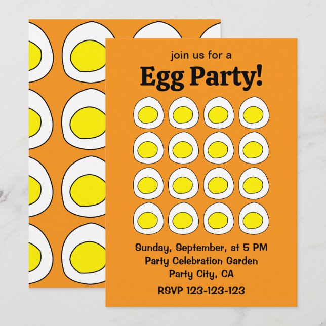 Egg Yolk Eggs Party Invitation (Front/Back)
