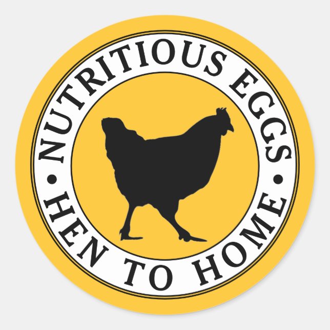 Egg Yolk Yellow with Hen Farmhouse Egg Carton Logo Classic Round Sticker (Front)