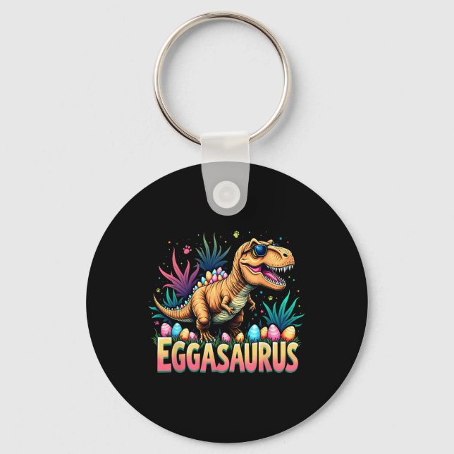Eggasaurus Easter Stegosaurus Dinosaur Boys Kids T Keychain (Front)