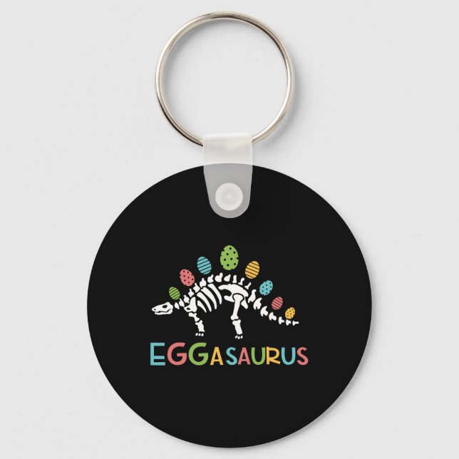 Eggasaurus Easter Stegosaurus Dinosaur Boys Kids T Keychain (Front)