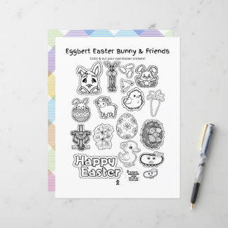 Eggbert Easter bunny and friends! Paper Sheet