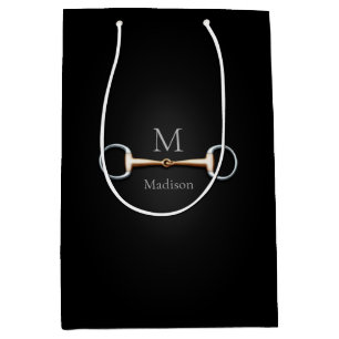 Eggbutt Snaffle Bit Horse Name & Monogram Medium Gift Bag