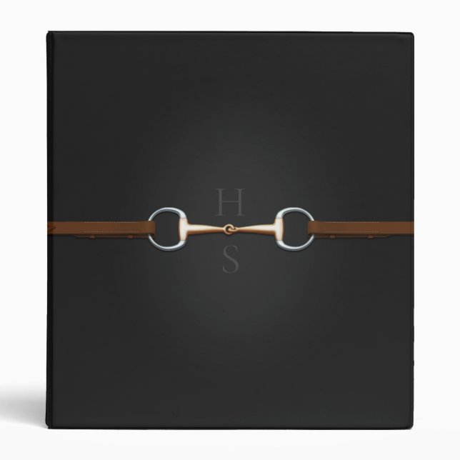 Eggbutt Snaffle Bit & Laced Reins Monogrammed 1" Binder (Front)
