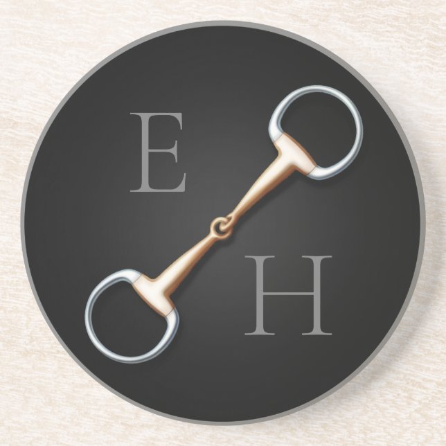 Eggbutt Snaffle Bit Monogrammed Equestrian Coaster (Front)