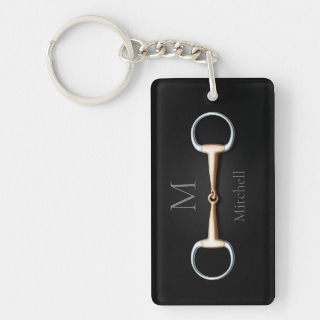 Eggbutt Snaffle Bit Monogrammed Equestrian Keychain (Front)