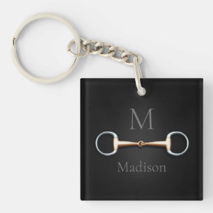 Eggbutt Snaffle Bit Monogrammed Equestrian Keychain