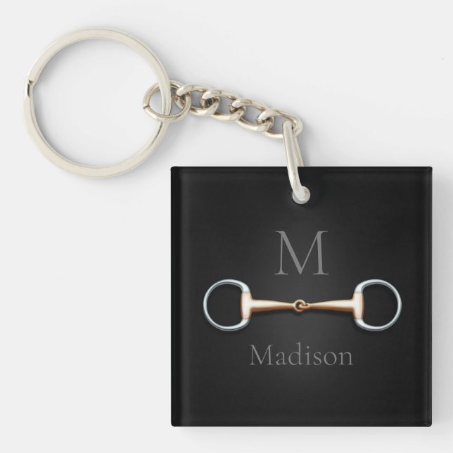 Eggbutt Snaffle Bit Monogrammed Equestrian Keychain (Front)