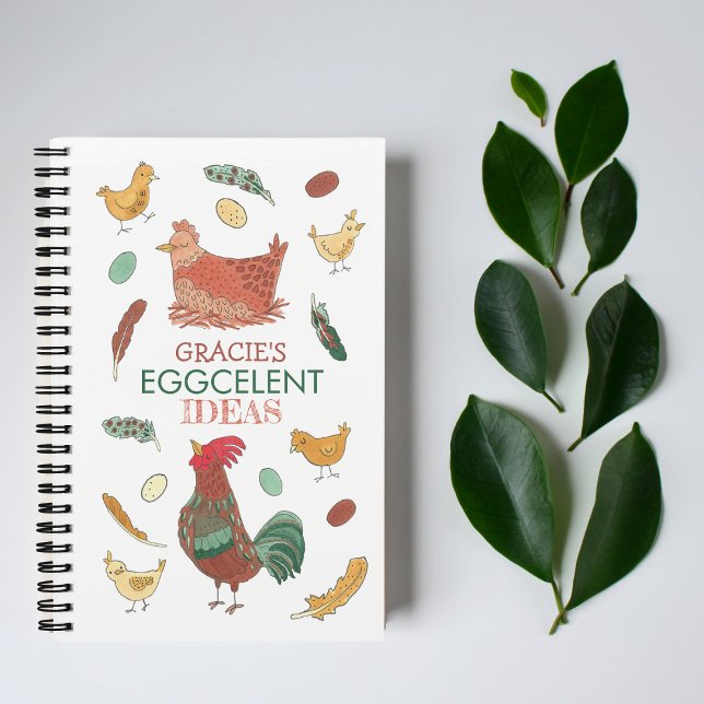 Eggcelent Ideas with Name Notebook (Eggcelent Ideas - Funny Chicken Notebook)