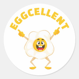 Eggcellent Cute Funny Smiling Egg Classic Round Sticker