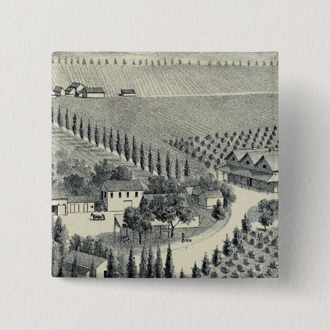 Eggers Vineyard, Fresno 2 Inch Square Button (Front)