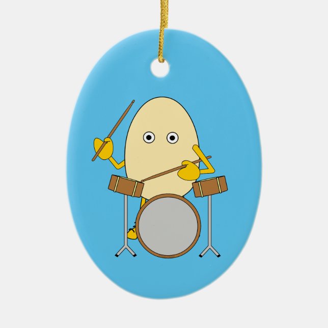 Egghead Drummer  Ceramic Ornament (Front)