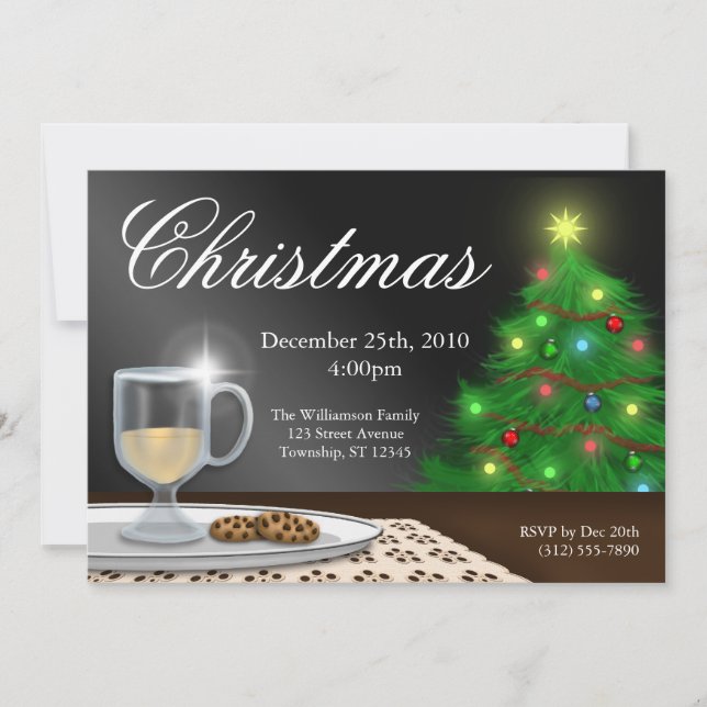 Eggnog and Cookies Christmas Invitations (Front)