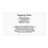 Eggnog Cake recipe labels