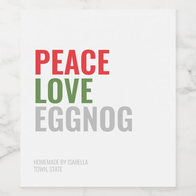 Eggnog Christmas Drink Wine Label (Single Label)