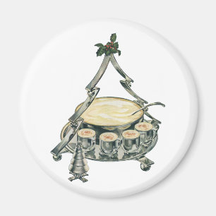 Eggnog in a Vintage Christmas Tree Punch Bowl Magnet
