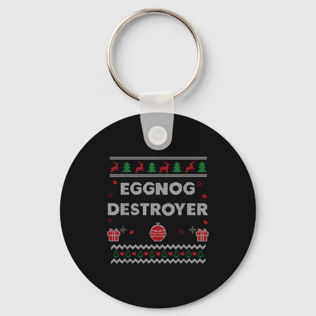 Eggnog Lover Funny Ugly Christmas Style Xmas Gift  Keychain (Front)