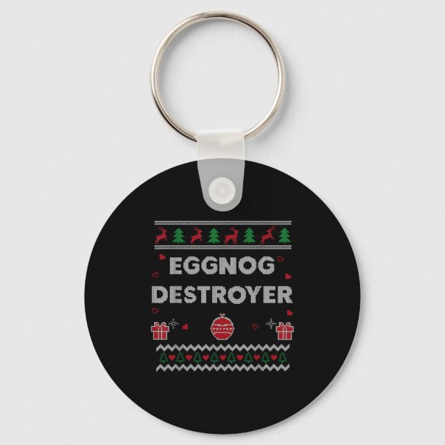 Eggnog Lover Funny Ugly Christmas Style Xmas Gift  Keychain (Front)