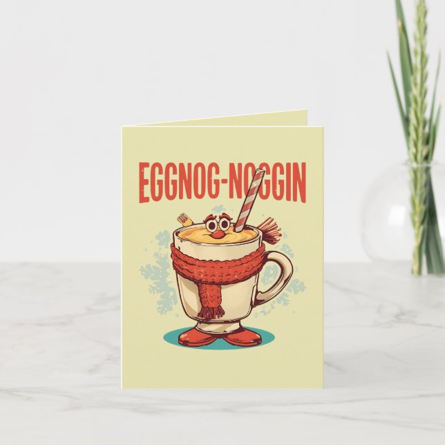 Eggnog-noggin – Funny Christmas Eggnog Pun  Card (Front)
