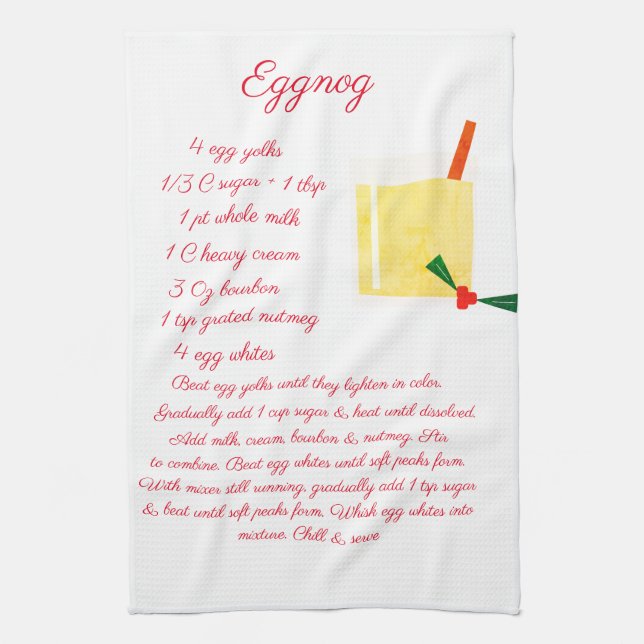 Eggnog Recipe Kitchen Towel (Vertical)