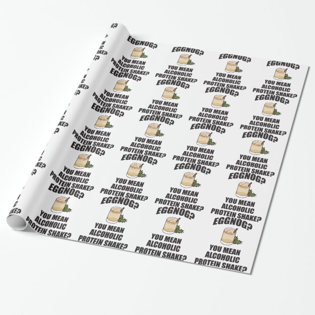 Eggnog You Mean Alcoholic Christmas Wrapping Paper (Unrolled)
