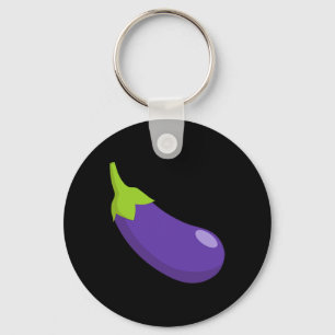 Eggplant And Peach Matching Couple Icon Emoticon C Keychain