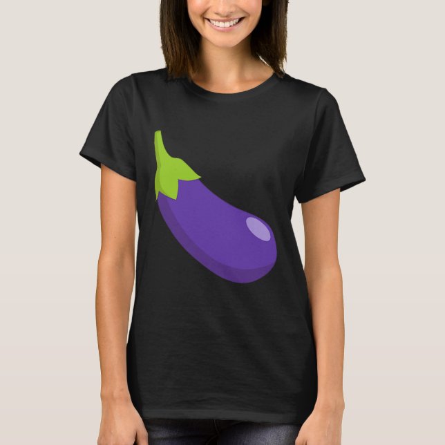 Eggplant And Peach Matching Couple Icon Emoticon C T-Shirt (Front)