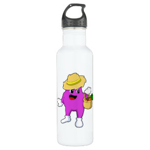 Eggplant as Farmer with Carrot 710 Ml Water Bottle