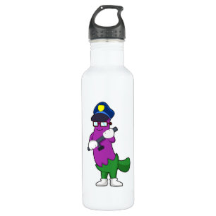 Eggplant as Police officer with Baton 710 Ml Water Bottle
